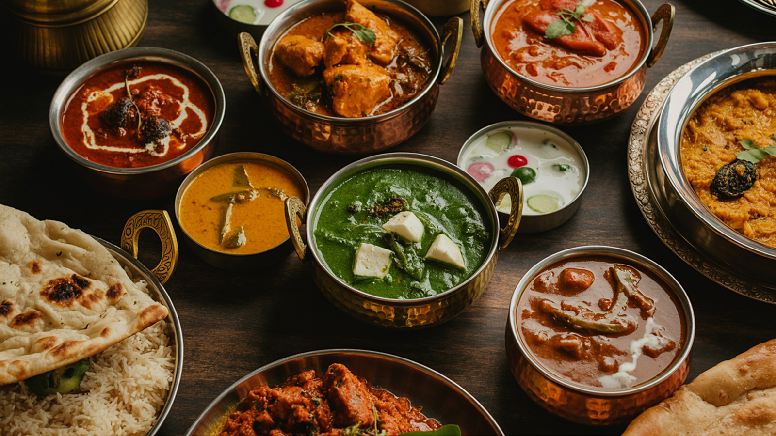 Assorted Indian curries and dishes at Tharu Maaru